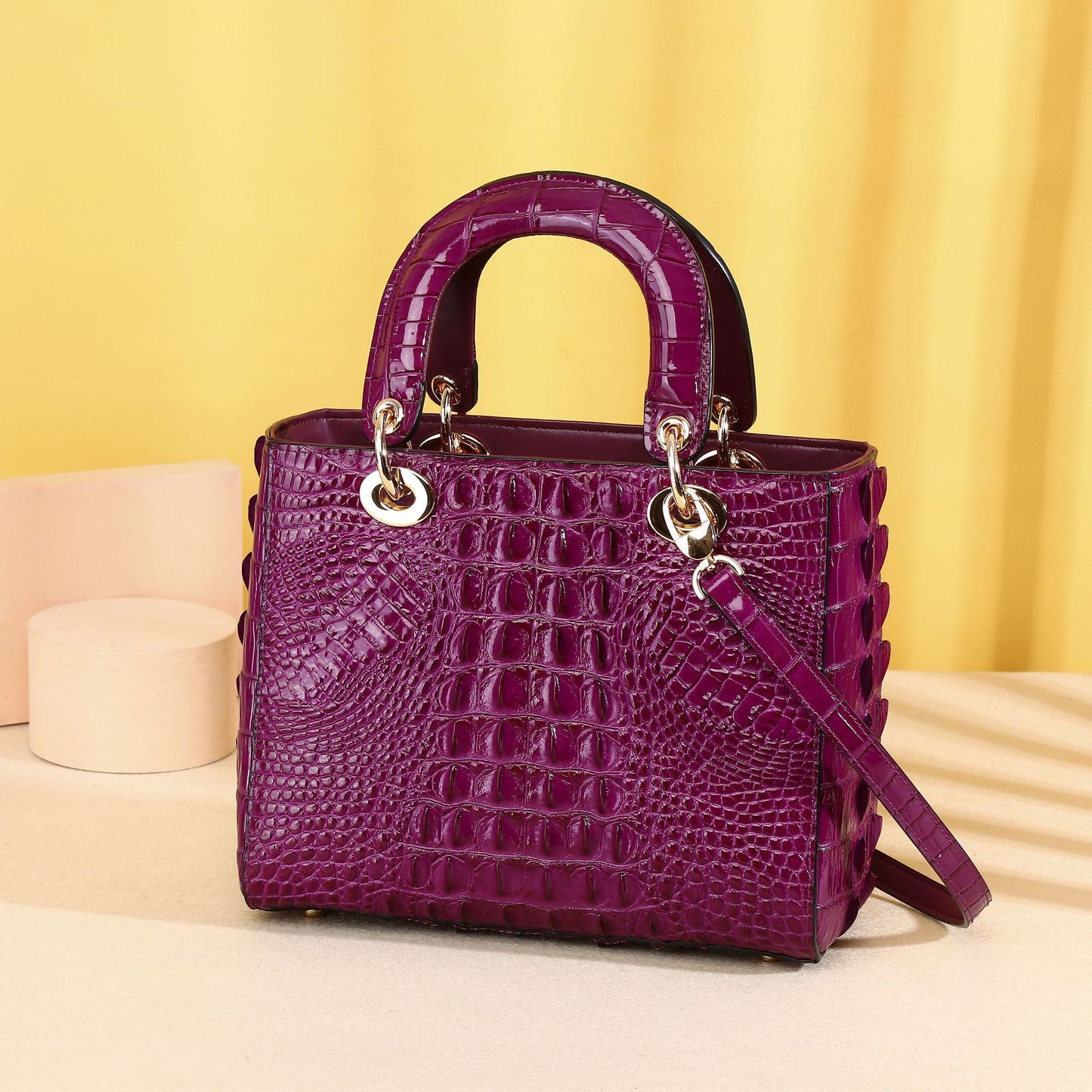 New Arrival Croc-Effect Lady-Inspired Bag for Women, A Trendy Top-Handle Crossbody Small Square Handbag with Versatile Premium Design