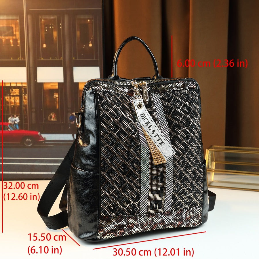 Sequin Soft Leather Backpack for Women Korean Style Anti-Theft Multi-Functional Travel Daypack, Versatile Casual Bag with Stylish Design