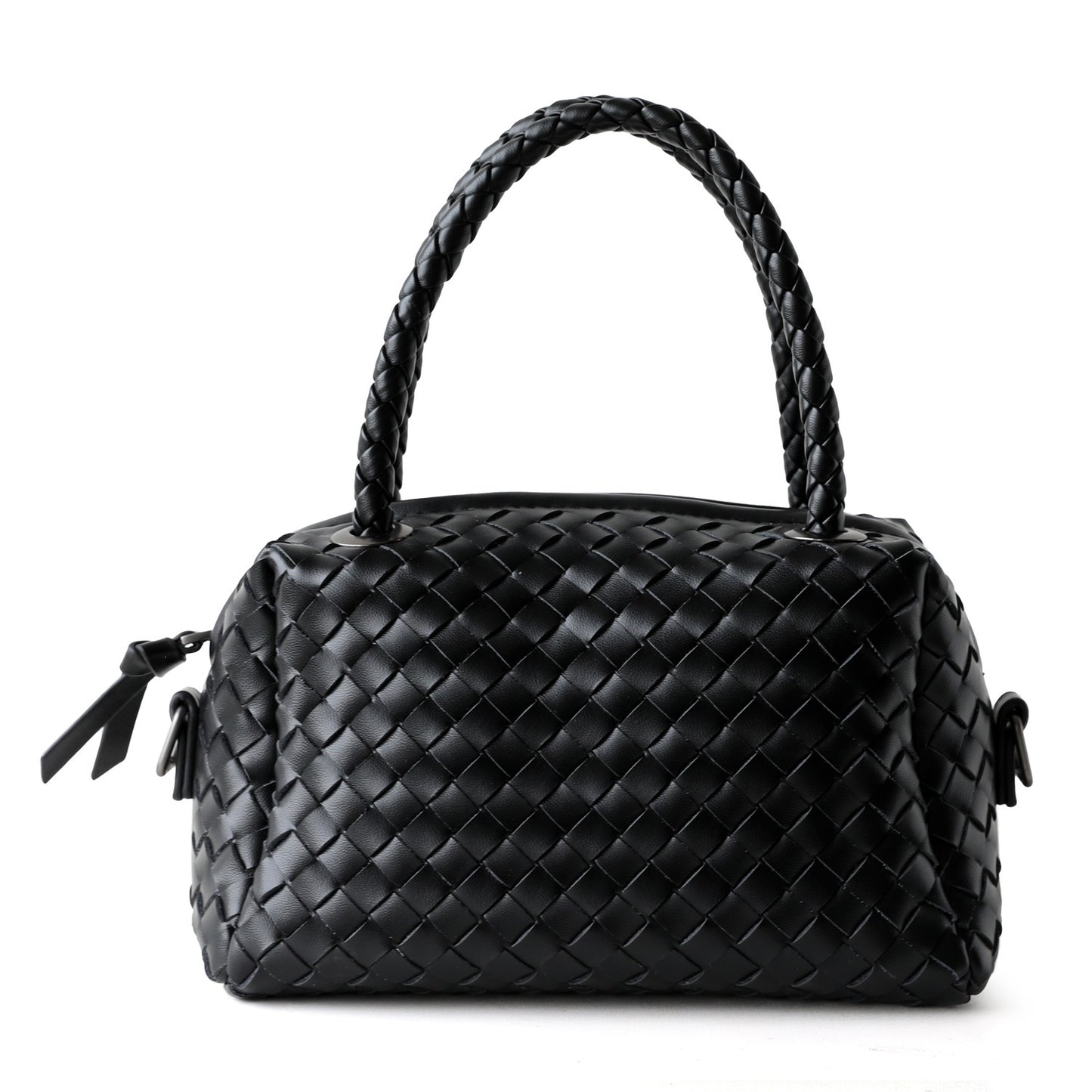 Handwoven Genuine Leather Boston Pillow Bag for Women Shoulder Crossbody Handbag, Premium Artisan Purse with Classic Silhouette