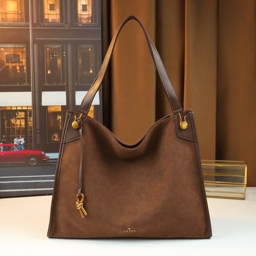 Vintage Frosted Leather Tote Bag for Women Large Capacity Shoulder Handbag, Premium Matte Purse with Versatile Everyday Style