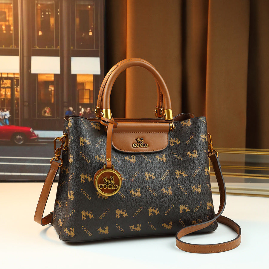 Vintage Print Tote Bag for Women Large Capacity Commuter Shoulder Crossbody Handbag, Premium Versatile Purse with Timeless Pattern Design