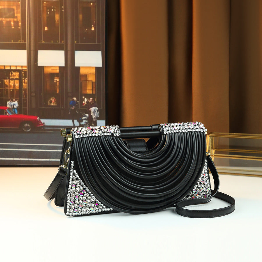 Chanel-Style Rhinestone Embellished Tote Bag for Women Fall Winter Evening Shoulder Crossbody Handbag, Sparkly Glamorous Purse with Premium Design