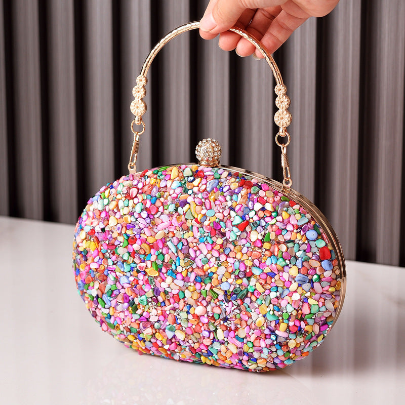 Dazzling Rhinestone-Embellished Round Evening Bag for Women, A Crystal-Studded Top-Handle Formal Dress Purse Perfect for Cheongsam Banquets & Special Occasions