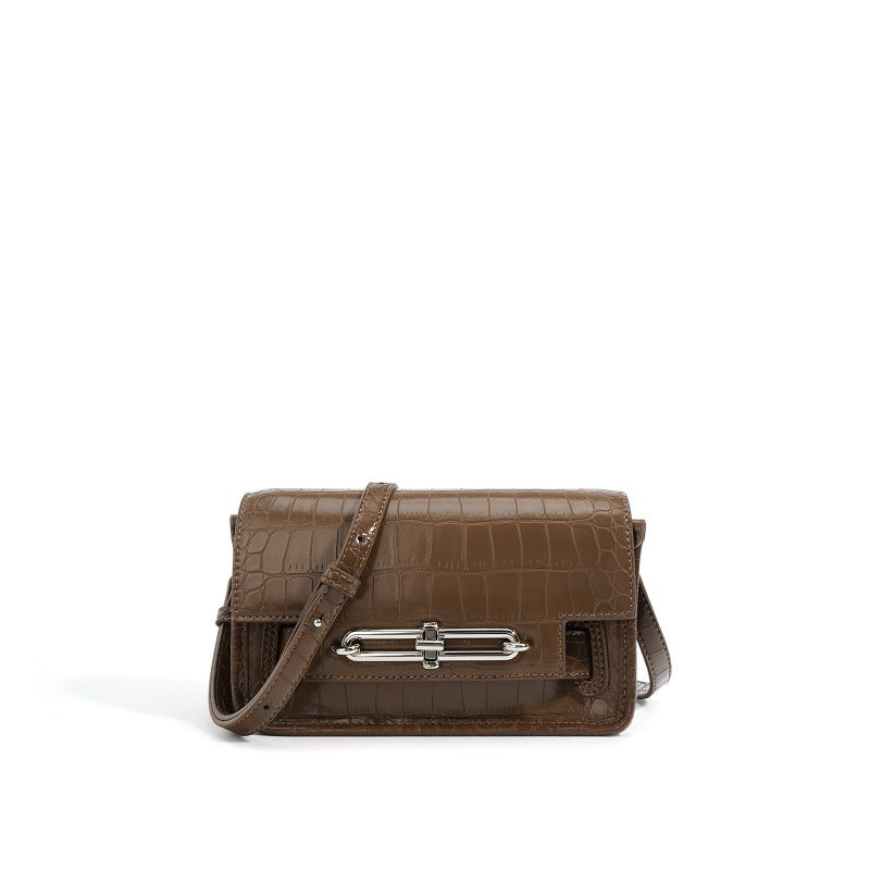 New Arrival Croc-Effect Small Square Bag for Women, A Premium Turn-Lock Crossbody Shoulder Handbag with Versatile Fashionable Design, Perfect Everyday Mini Purse