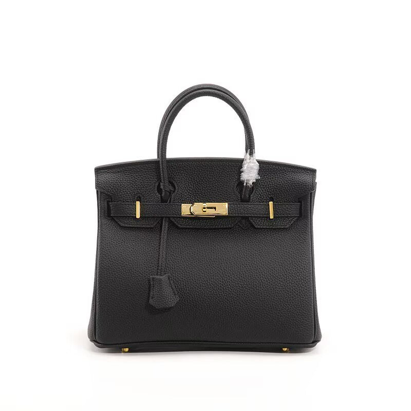 Genuine Top Layer Pebbled Cowhide Birkin-Style Bag for Women, Large Capacity Commute Top Handle Shoulder Crossbody Purse, Premium Leather Handbag for Ladies