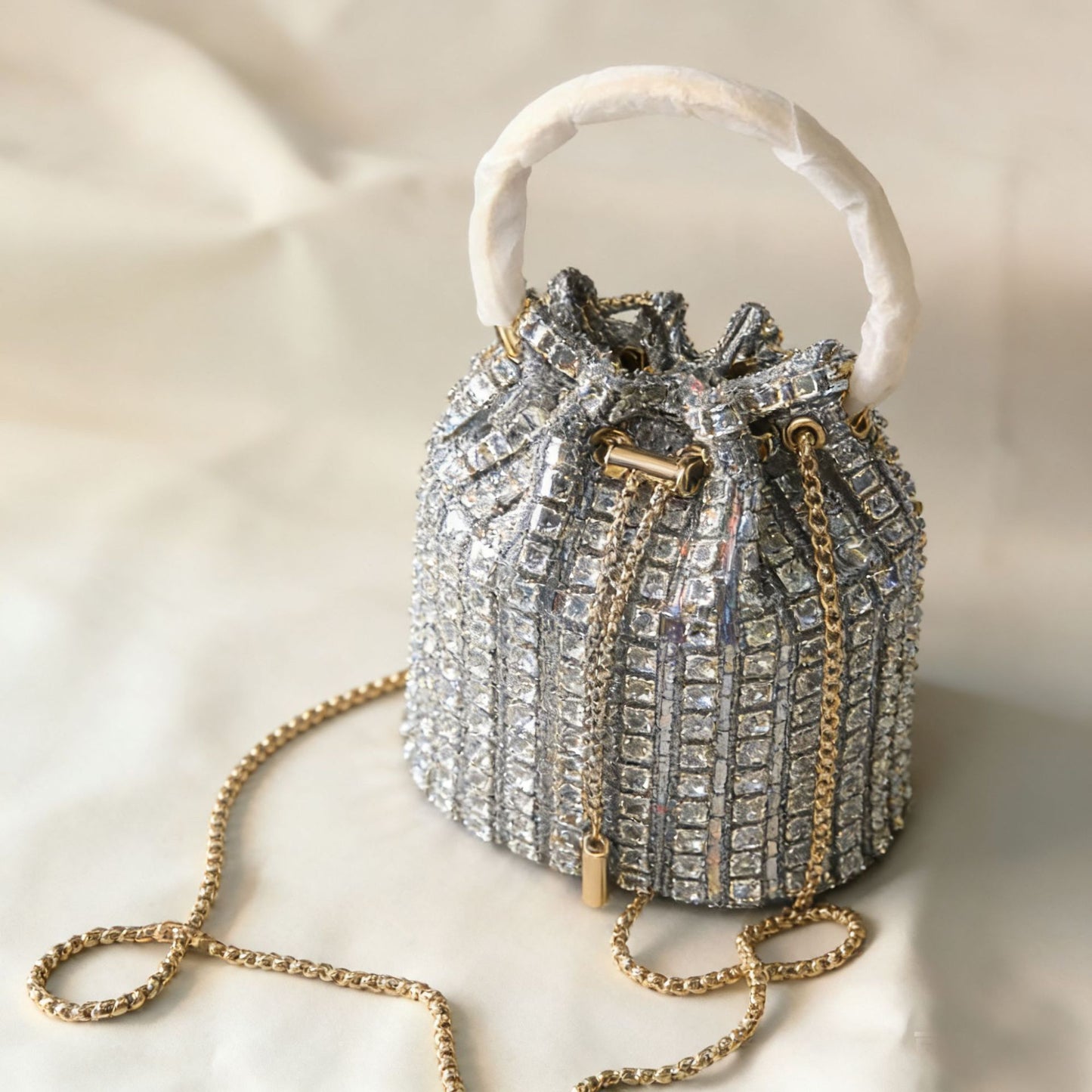 New Chain Rhinestone Evening Bag for Women, Crystal-Studded Shoulder Crossbody Purse, Light Luxury Handbag with Top Handle for Daily & Parties
