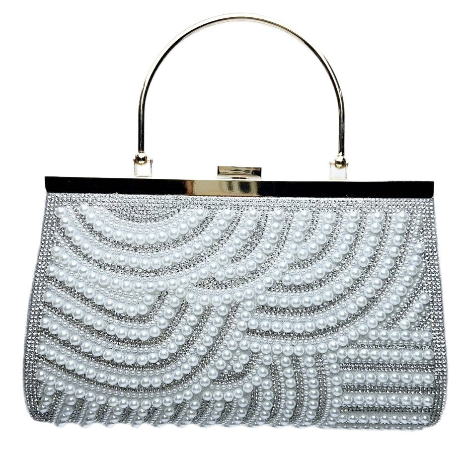 Elegant Chinese Style Pearl Chain Evening Bag for Women, A Premium Hot-Selling Crossbody Shoulder Handbag with Sophisticated Oriental Design, Perfect for Banquets Weddings & Formal Events