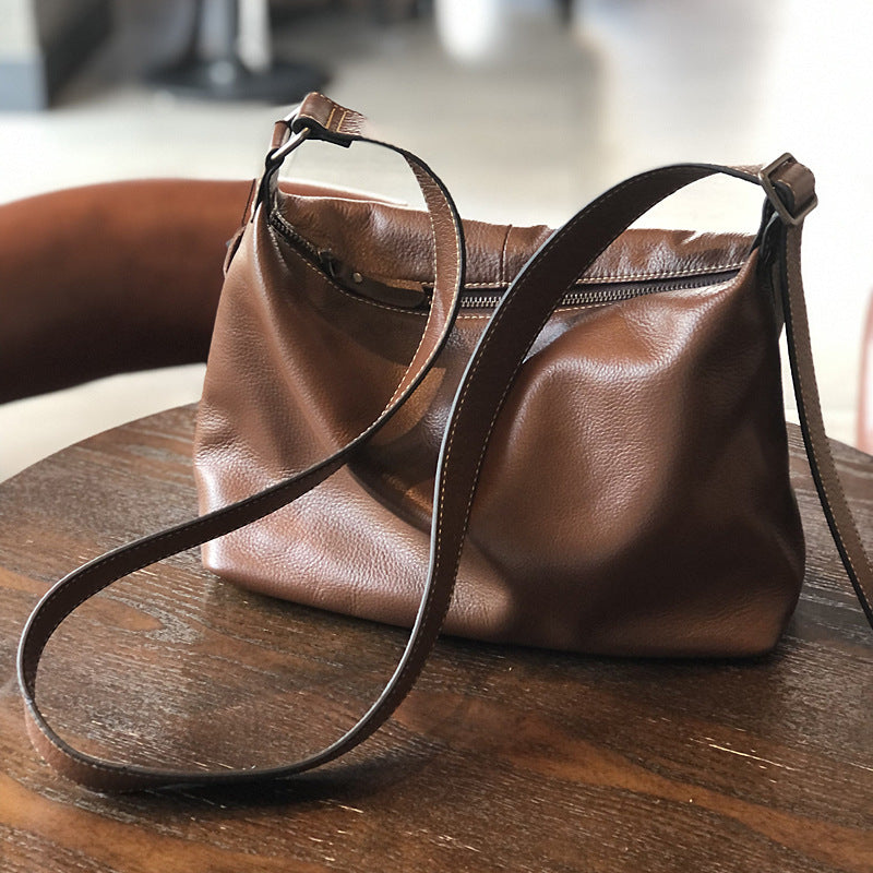 Genuine Leather Large Capacity Tote Bag for Women, New Spring Minimalist Shoulder Crossbody Purse, Casual Travel Everyday Handbag for Ladies