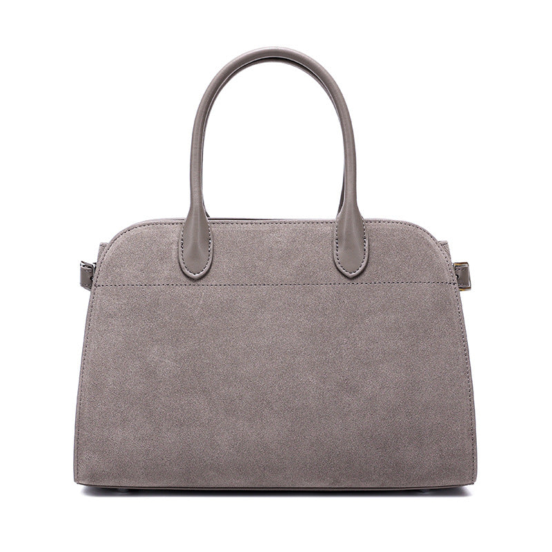 Genuine Leather Suede Tote Bag for Women Vintage Large Capacity Commuter Shoulder Handbag, Elegant Purse with Soft Velvety Texture