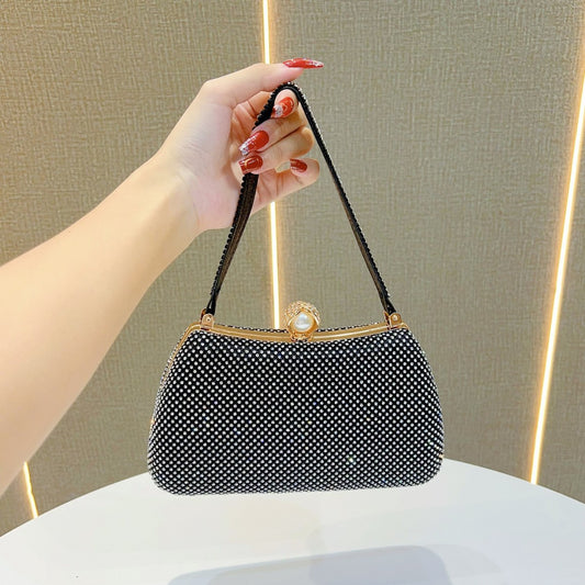 Elegant Rhinestone-Embellished Vintage Evening Bag for Women, A Full Crystal Sparkly Top-Handle Crossbody Shoulder Purse with Glamorous Design, Perfect for Formal Dresses Weddings Banquets & Special Occasions
