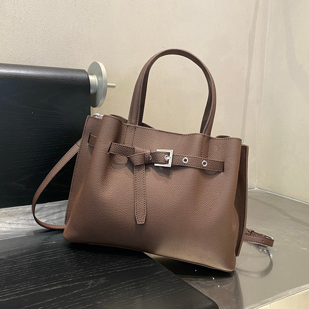 Genuine Togo Top Layer Cowhide Large Capacity Tote Bag for Women, New Soft Leather Crossbody Shoulder Purse, Minimalist Everyday Handbag for Ladies
