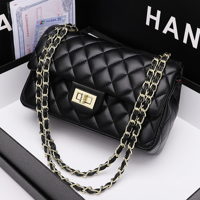 Women's Genuine Leather Quilted Chain Flap Bag, Chanel-Inspired Shoulder Cross-Body Handbag with Classic Diamond Stitching, New Stylish Large Tote Purse for Everyday Versatility