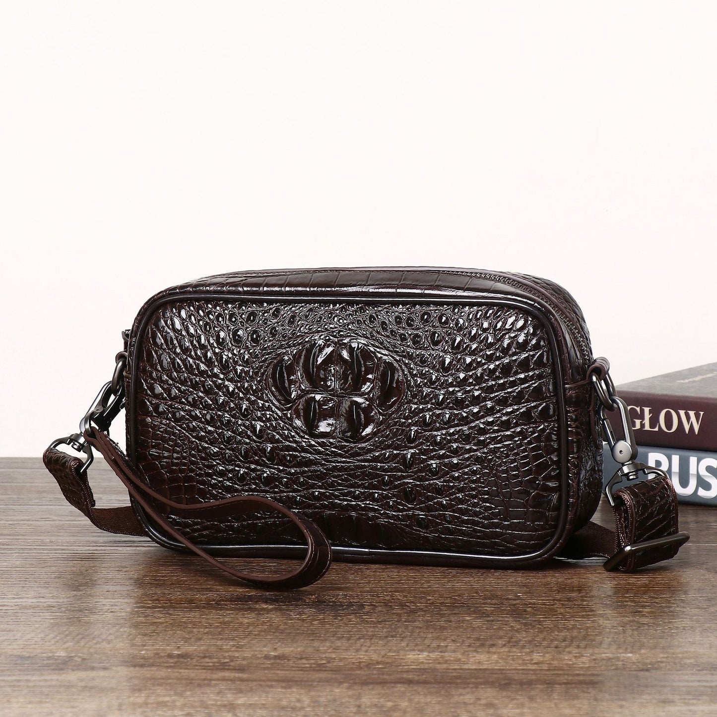 New Arrival Croc-Effect Small Shoulder Bag for Men, A Minimalist Versatile Casual Crossbody Backpack with Urban Simple Style, Perfect Everyday Bag