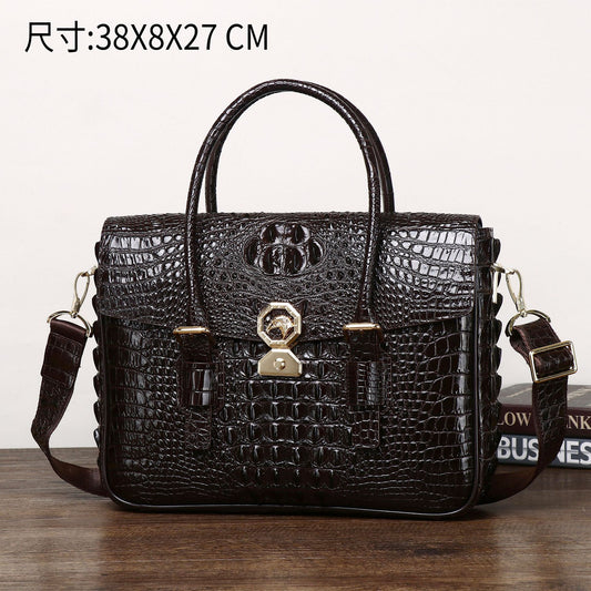 New Arrival Croc-Effect Business Briefcase for Men, A High-End Casual Top-Handle Shoulder Crossbody Bag with Sophisticated Design