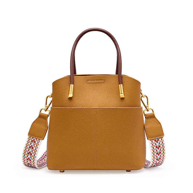 Genuine Leather Bucket Bag for Women Versatile Casual Shoulder Crossbody Handbag, Premium Niche Purse with Stylish Design