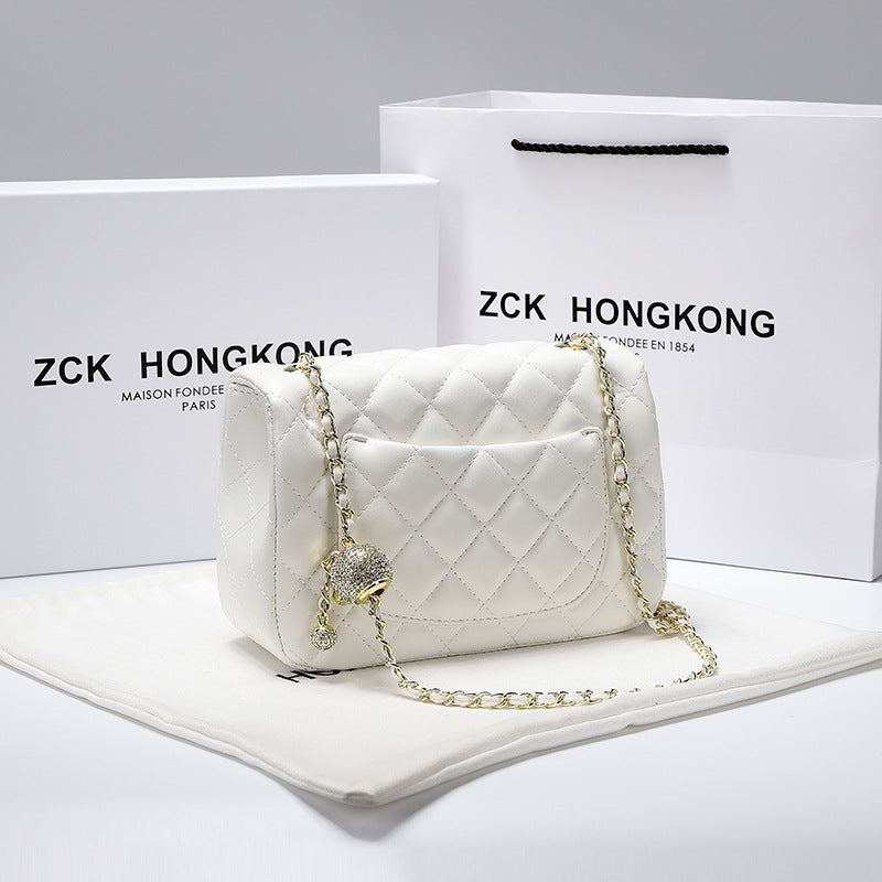 New Chanel-Style Quilted Chain Bag with Gold Ball, Shoulder Crossbody Purse, Chic Handbag for Women
