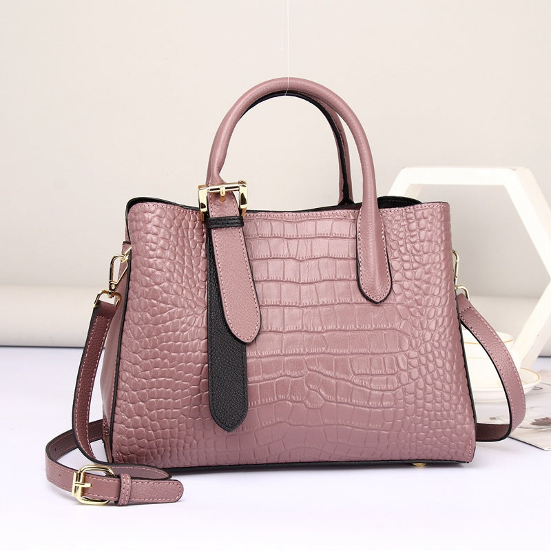 New Arrival Lady-Inspired Croc-Effect Genuine Leather Bag for Women, A Minimalist Crossbody Shoulder Top-Handle Handbag with Versatile Fashionable Design 6058