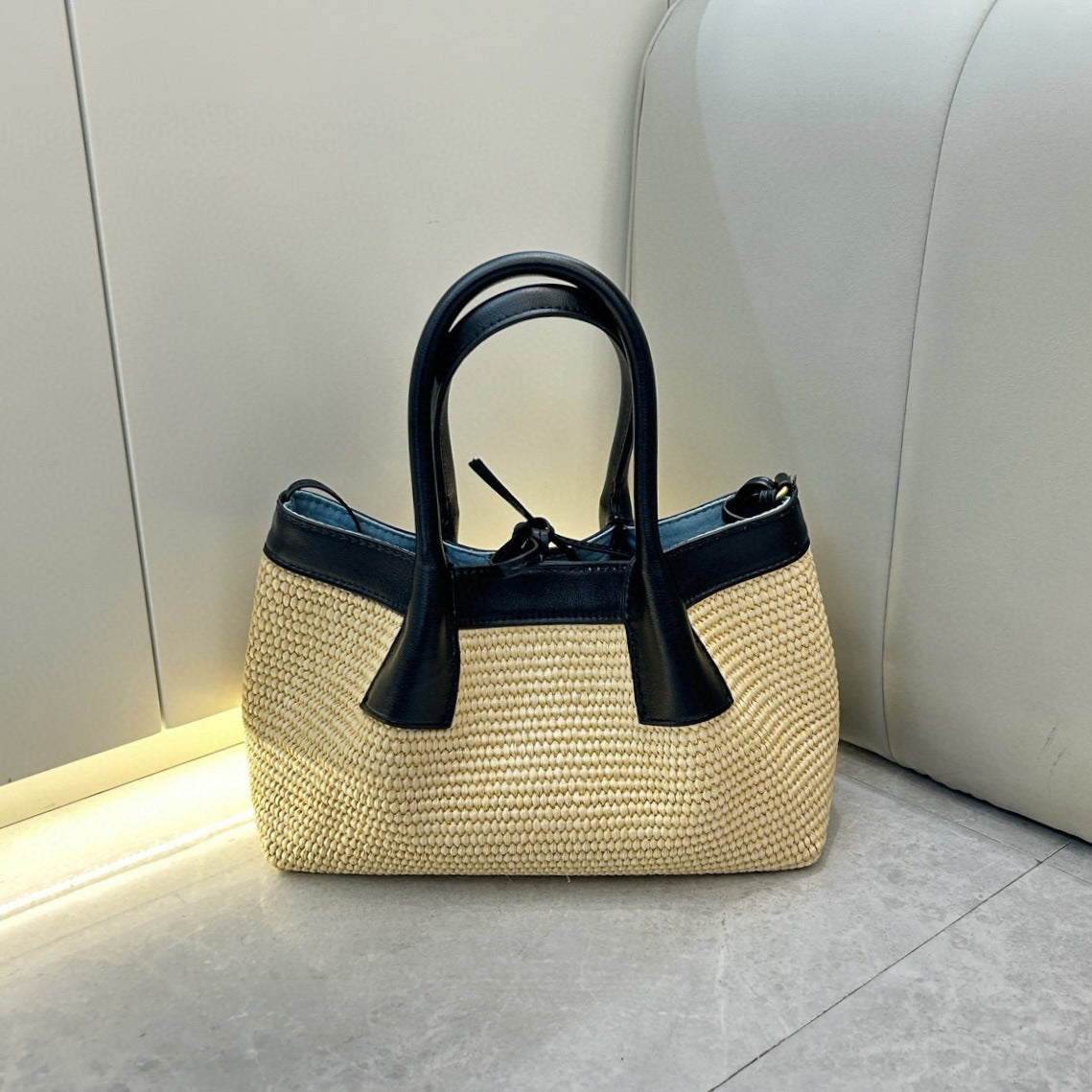 New Small Raffia Woven Basket Tote, Casual Versatile Shoulder & Crossbody Bag for Women