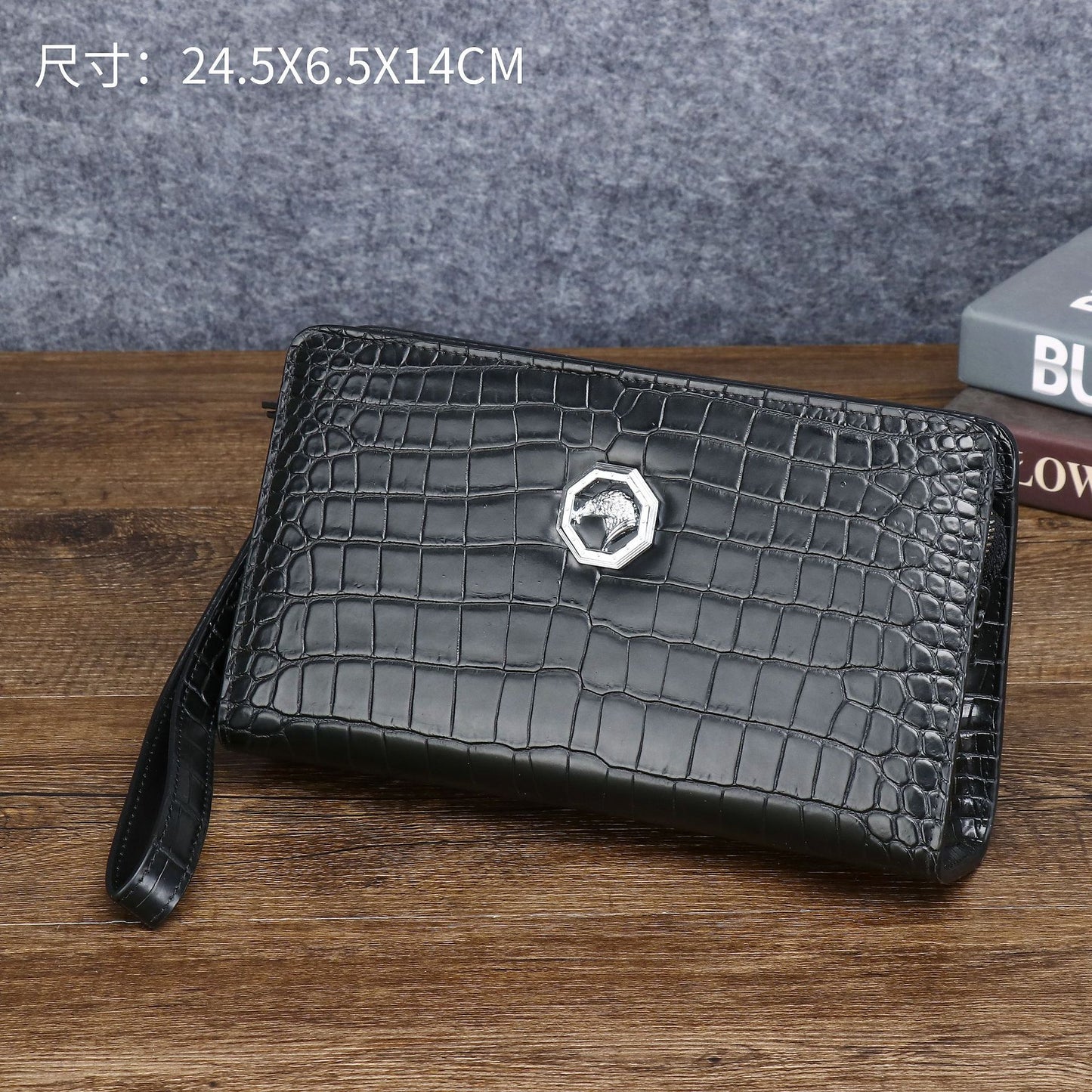 New Arrival Croc-Effect Large Clutch Wallet for Men, A High-End Multi-Functional Business Handheld Bag with Spacious Capacity & Sophisticated Design