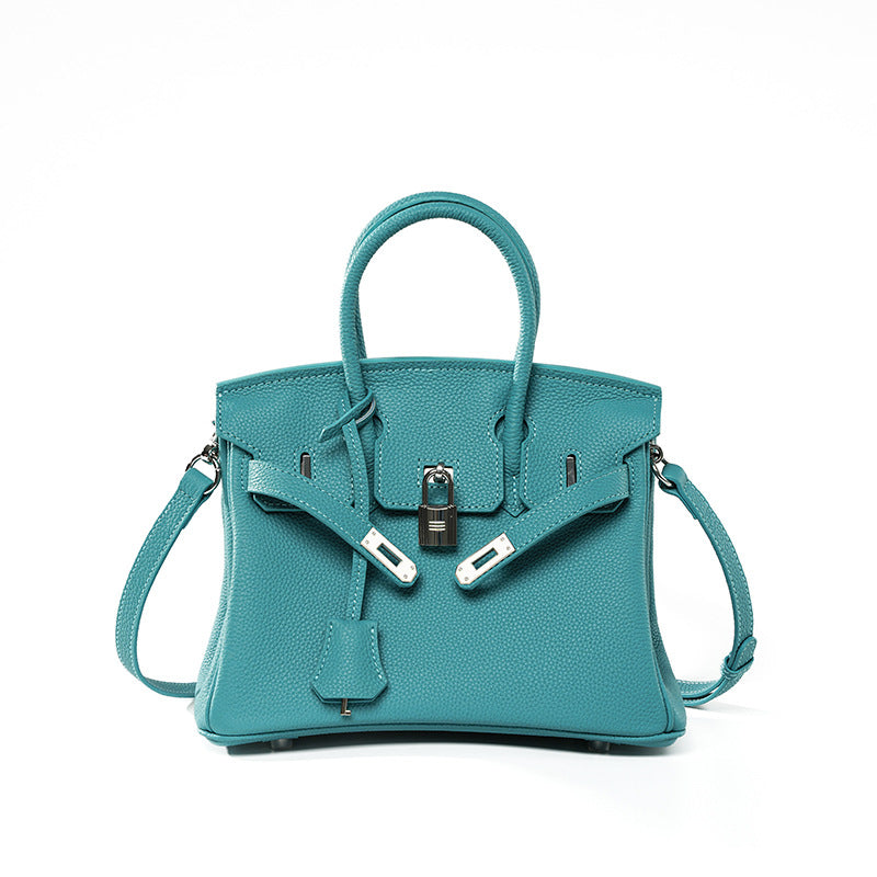 Premium Top-Layer Cowhide Leather Tote Bag for Women, Textured Grain Finish with Spacious Large Capacity, Unique Boutique Handbag with Turn-Lock Closure
