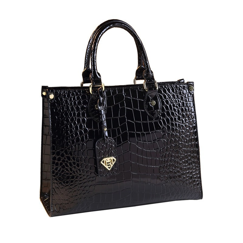 New Arrival Genuine Leather Croc-Effect Large Tote Bag for Women, A Fashionable Casual Crossbody Handbag with Large Capacity & Versatile Design
