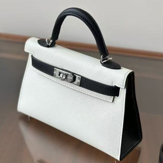 Genuine Cowhide Palm Texture 2nd Gen Kelly-Style Bag for Women, New Fashionable Shoulder Crossbody Top Handle Purse, Color Block Small Square Handbag for Ladies