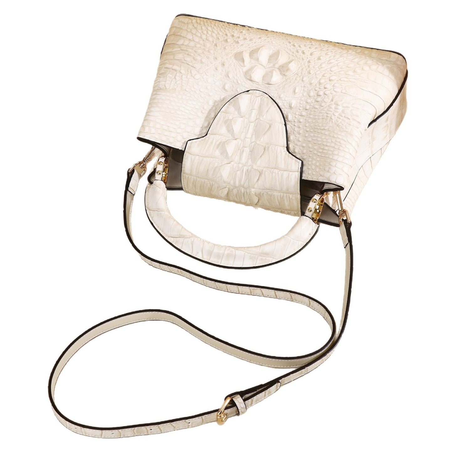 New Arrival Croc-Effect Himalayan White Handbag for Women, A Trendy Top-Handle Crossbody Shoulder Bag with Versatile Fashionable Design