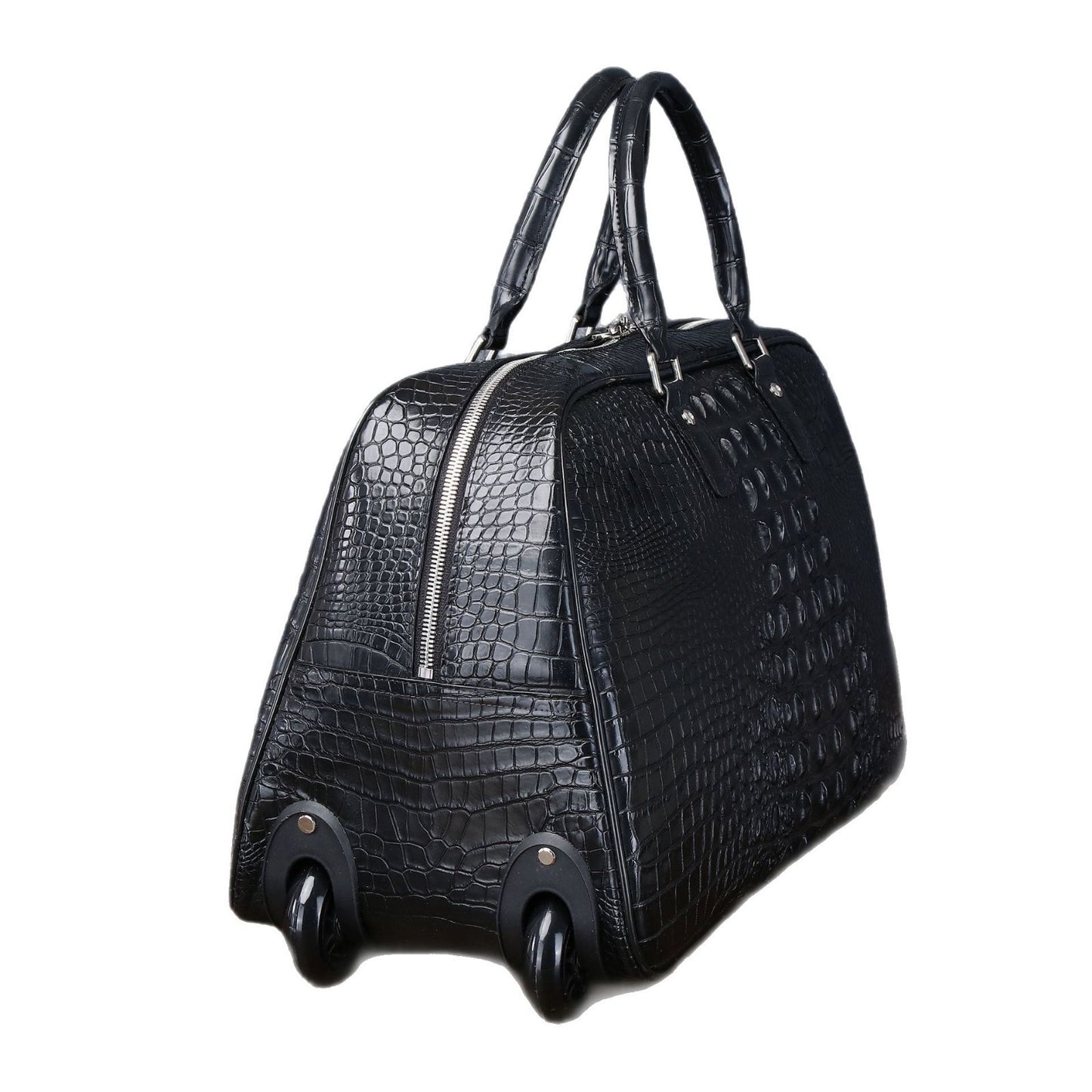 Premium Croc-Effect Business Travel Duffel Bag for Men, A Large Capacity Top-Handle Luggage with Trolley Sleeve & High-End Design, Perfect Weekend Getaway Bag