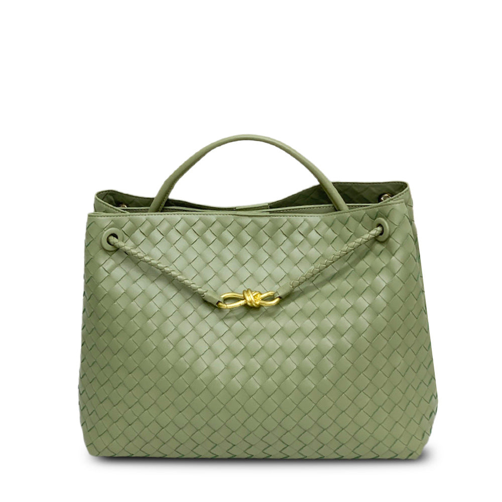 Large capacity 45CM leather woven figure-of-eight rope buckle portable underarm bag  fashion shoulder messenger bag bag women