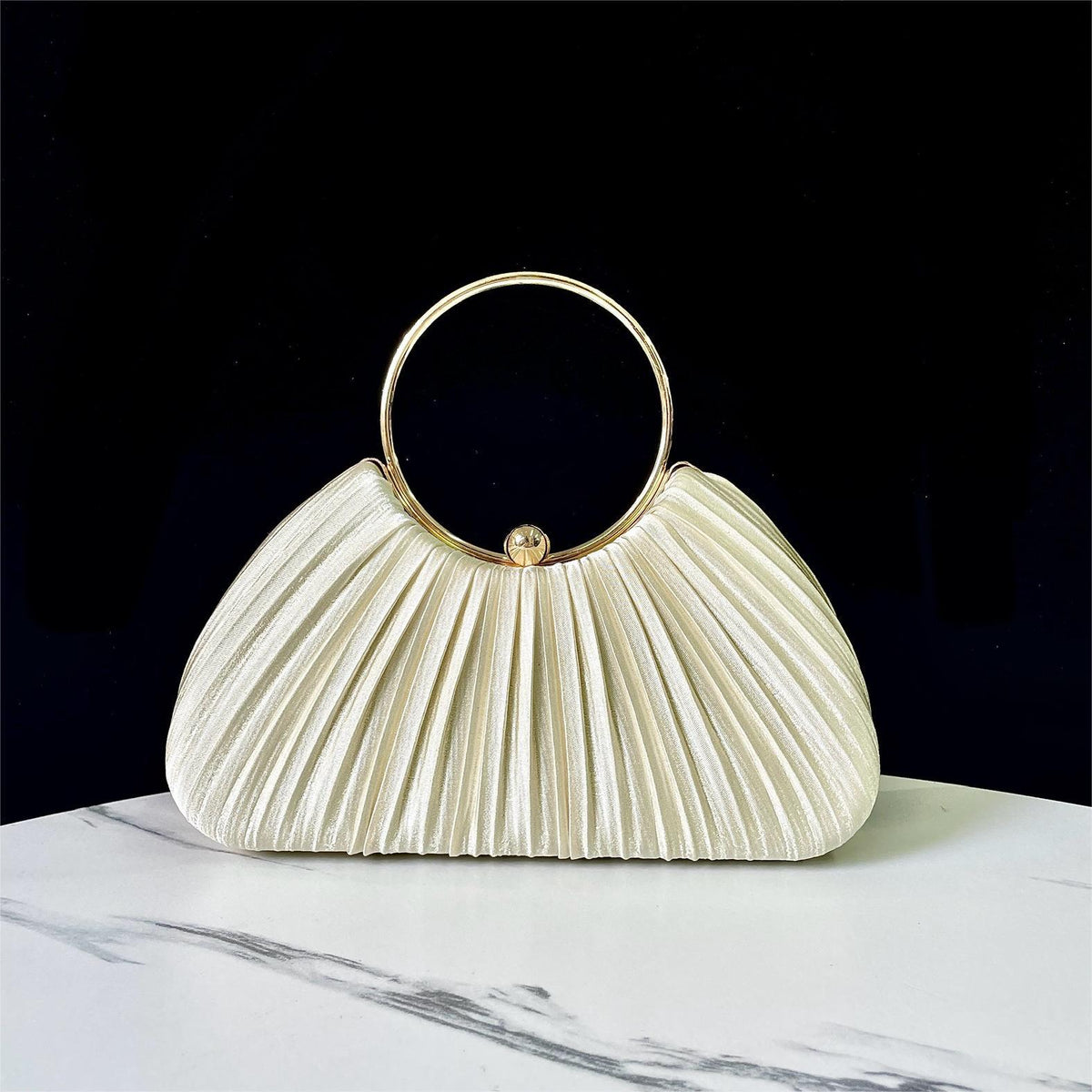 Elegant Pleated Evening Bag for Women, A Glamorous Chain Top-Handle Crossbody Shoulder Handbag Perfect for Banquets Parties & Special Occasions