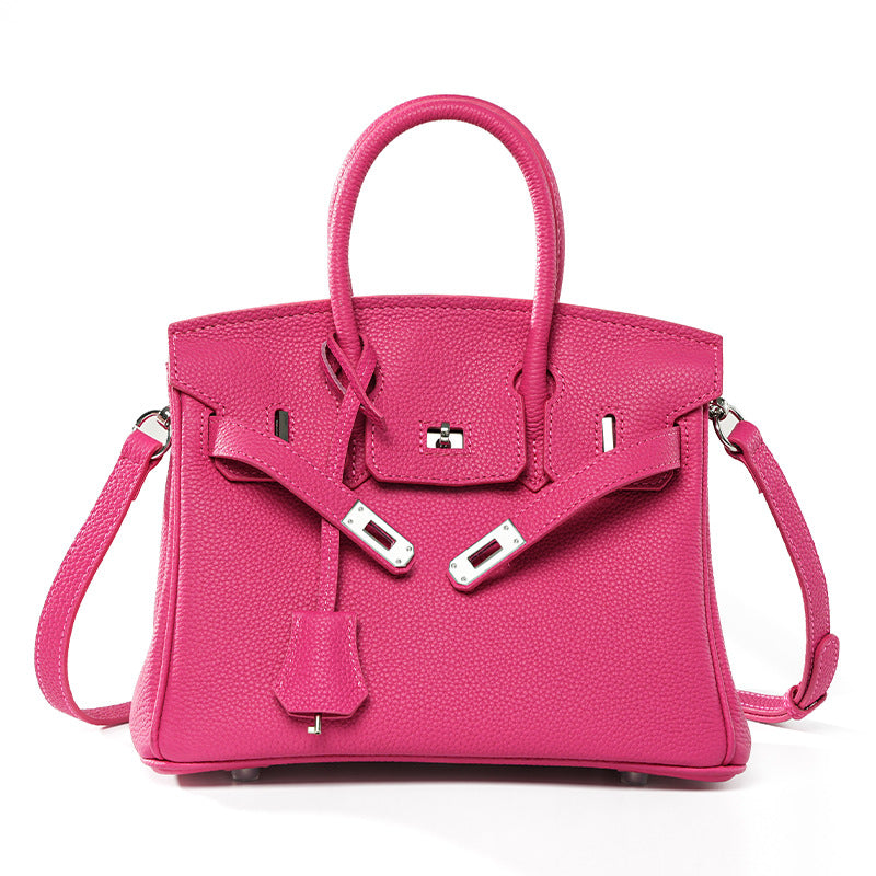 Genuine Togo Leather Birkin-Kelly Style Handbag for Women, Large Capacity Niche Top Handle Purse, Premium Work Commute Bag for Ladies