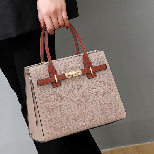 Embroidered Mom Wedding Bag, Large Capacity Top Handle Handbag for Middle-Aged Women, Perfect Birthday Gift Purse for Ladies