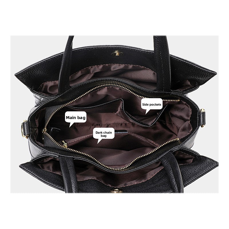 Genuine Top Layer Cowhide Large Capacity Handbag for Women, New Arrival Fall Winter Top Handle Shoulder Crossbody Purse, Trendy Bag for Ladies