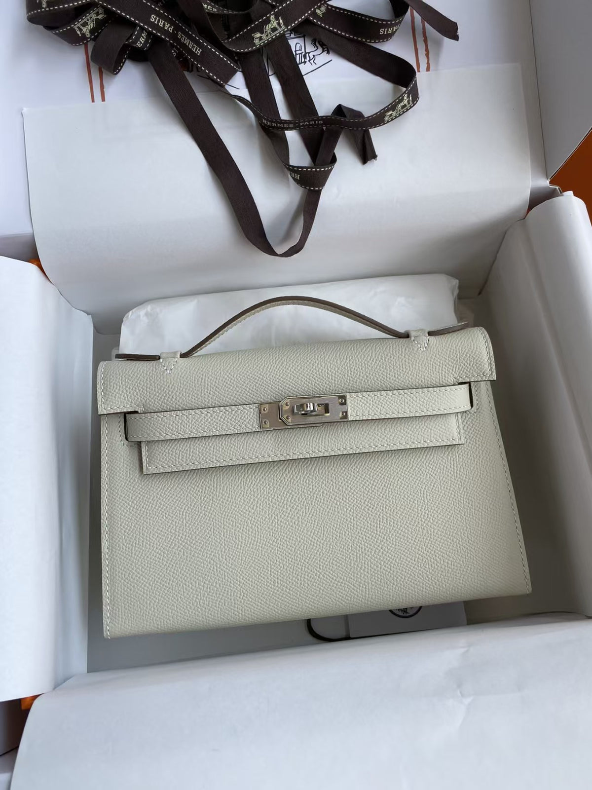 Genuine Top Layer Epsom Palm Texture Cowhide Kelly-Style 22cm Bag for Women, Trendy Street Style Small Square Top Handle Purse, Fashionable Handbag for Ladies