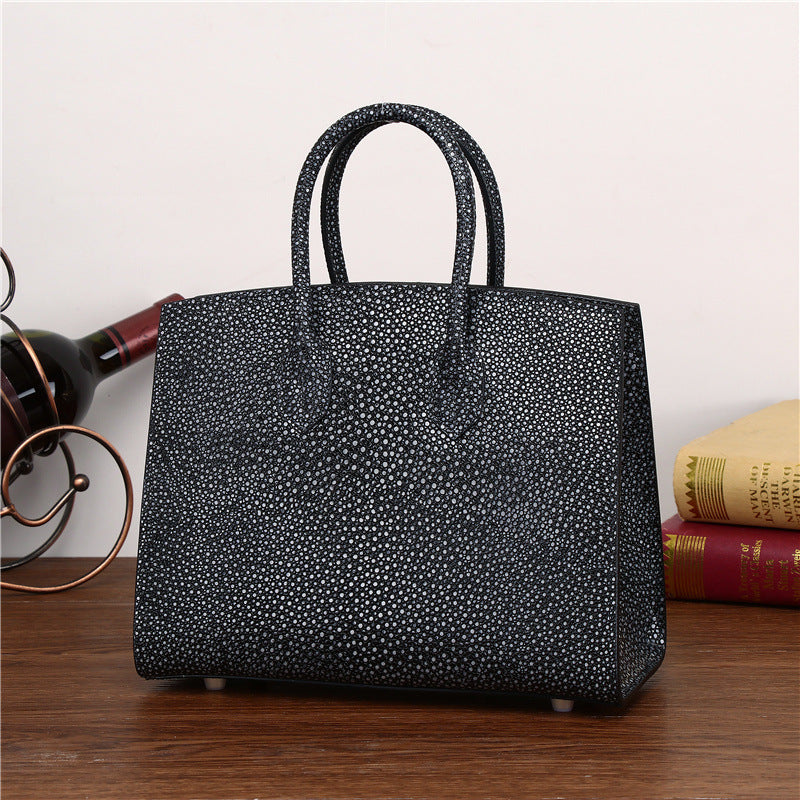 New Arrival Starlight Rhinestone Genuine Leather Birkin-Inspired Small Bag for Women, Pearl-Effect Crossbody Shoulder Handbag Perfect for Banquets & Special Occasions