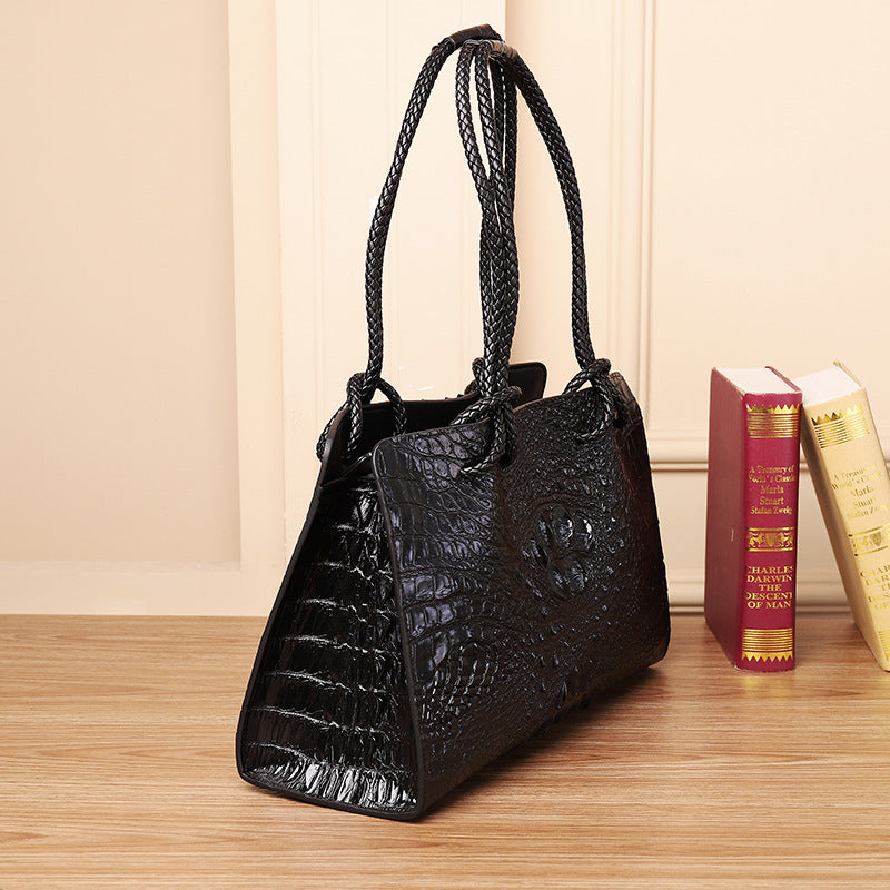 New Arrival Croc-Effect Genuine Leather Tote Bag for Women, A Large Capacity Woven Travel Basket Bag with Spacious Design, Perfect Mommy Tote for Daily & Travel