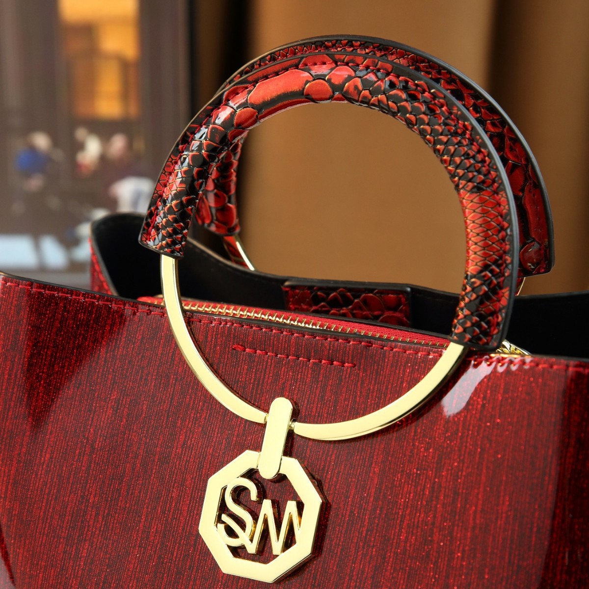 Chinese Style Ring Tote Bag for Women Large Capacity Summer Shoulder Crossbody Handbag, Versatile Elegant Purse with Stylish Hardware