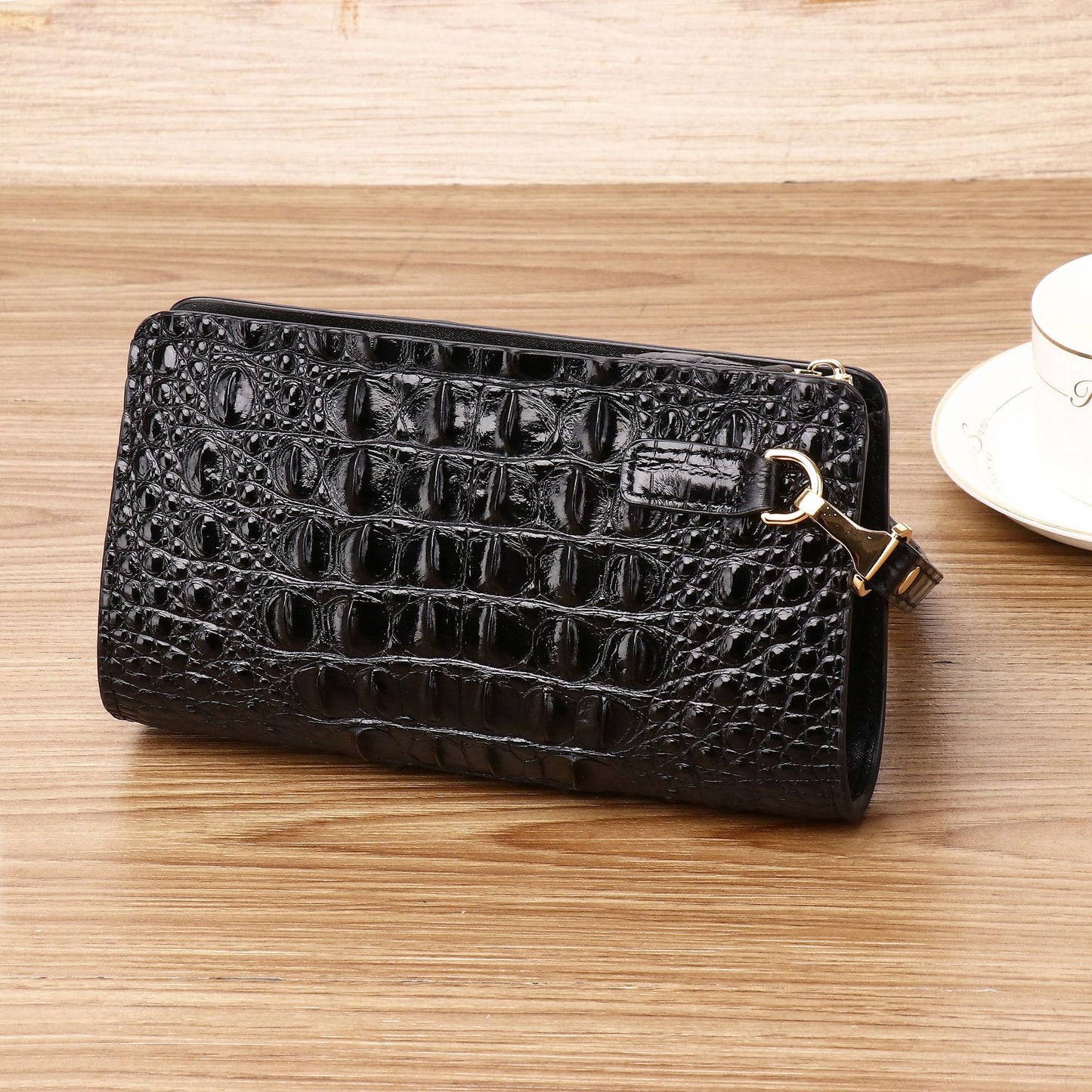 New Arrival Croc-Effect Long Wallet for Men, A Large Capacity Clutch Handbag with Multiple Card Slots & Convenient Phone Pouch