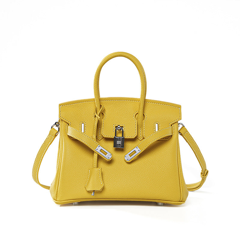 Premium Top-Layer Cowhide Leather Tote Bag for Women, Textured Grain Finish with Spacious Large Capacity, Unique Boutique Handbag with Turn-Lock Closure