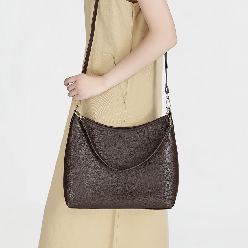 Soft Cowhide Hobo Tote Bag for Women Large Capacity Commuter Shoulder Handbag, Niche Minimalist Purse with Relaxed Slouchy Style