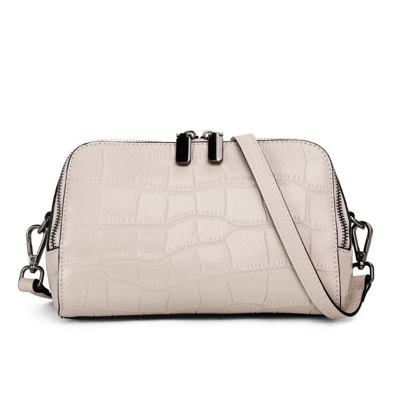 New Spring Summer Korean Mini Genuine Leather Bag, Shoulder Crossbody Purse with Double Straps, Fashionable Small Handbag for Women
