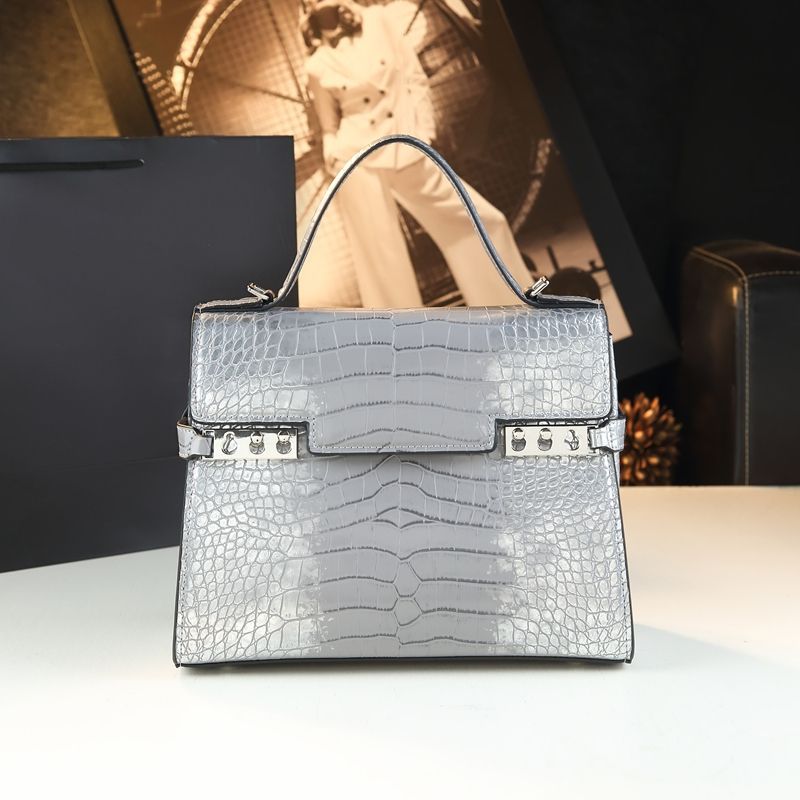 New Arrival Best-Selling Kelly-Inspired Croc-Effect Leather Bag for Women, A High-End Top-Handle Crossbody Shoulder Handbag with Genuine Leather