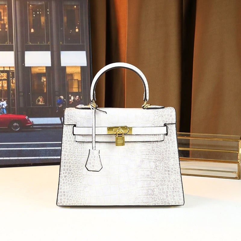 New Arrival Croc-Effect Kelly-Inspired Commuter Bag for Women, A Unique Versatile Top-Handle Shoulder Crossbody Handbag with Elegant Business Design, Perfect for Daily & Work