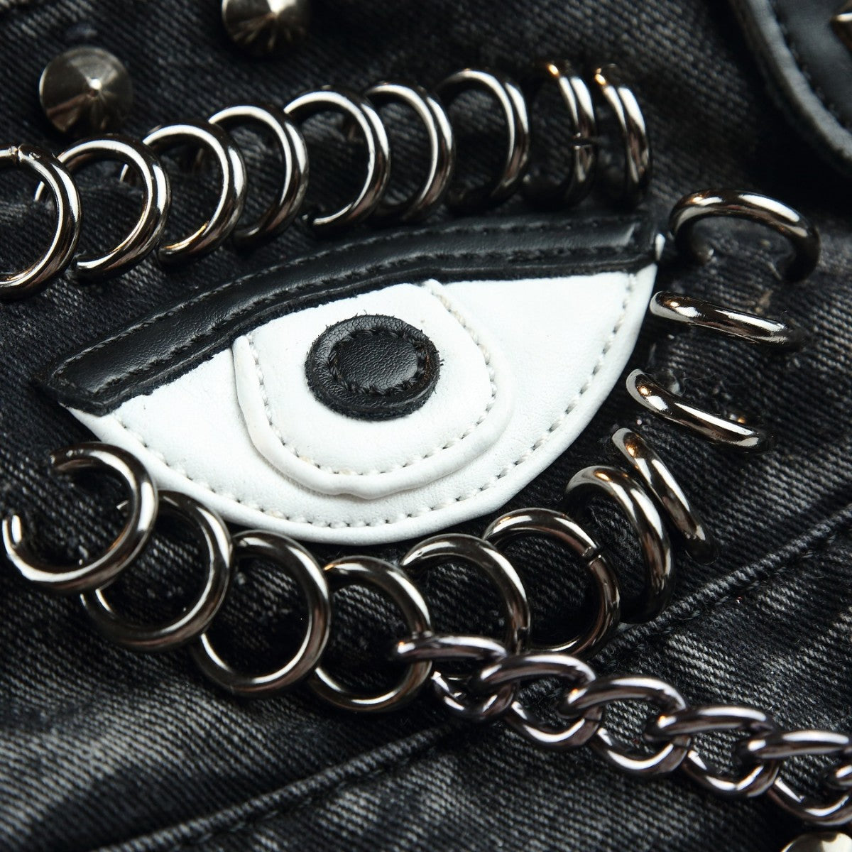 Denim Rivet Chain Bag for Women Casual Stylish Top Handle Shoulder Crossbody Purse, Large Capacity Handbag with Trendy Hardware Accents