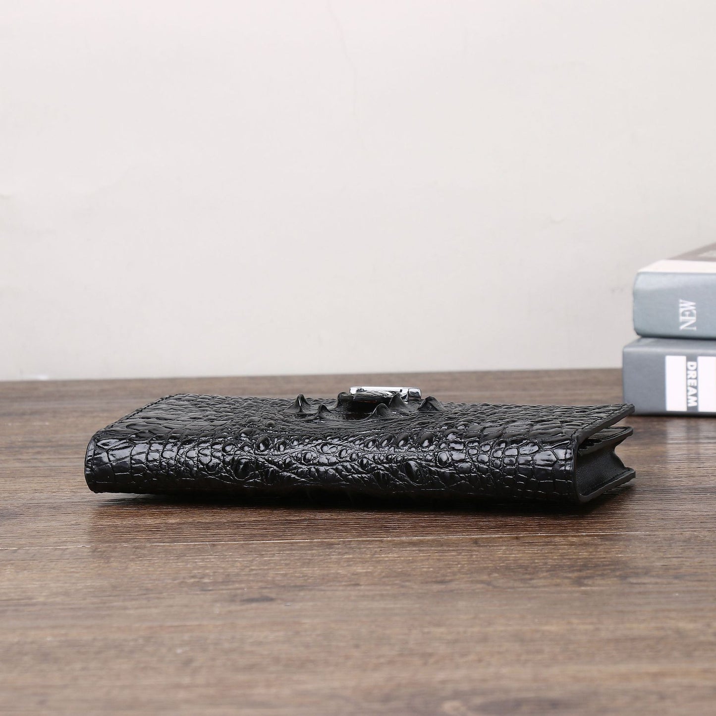 New Arrival Croc-Effect Suit Clutch Wallet for Men & Women, A Multi-Functional Card Holder with Multiple Card Slots & Snap Closure, Perfect Business Accessory