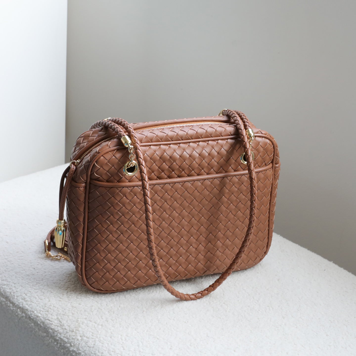 Handwoven Cowhide Underarm Bag for Women Commuter Shoulder Crossbody Handbag, Premium Versatile Purse with Artisan Woven Texture