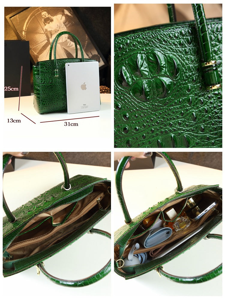 New Arrival Croc-Effect Large Capacity Tote Bag for Women, A Shoulder Top-Handle Handbag with Versatile Design, Perfect for Middle-Aged Moms