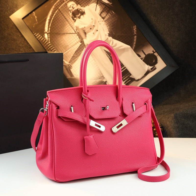New Arrival Pebbled Leather Birkin-Inspired Tote Bag for Women, Large Capacity Turn-Lock Shoulder Crossbody Handbag with Light Luxury Style, Perfect Commuter Purse for Work & Everyday