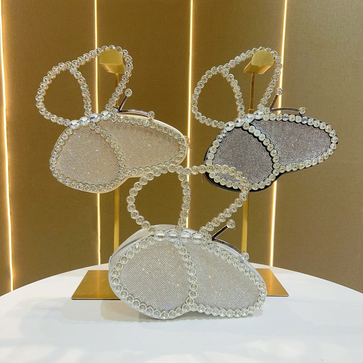 Women's Rhinestone-Embellished Butterfly Evening Clutch, Unique Trendy Glamorous Top-Handle Handbag with Premium Design, Fashionable Banquet Purse