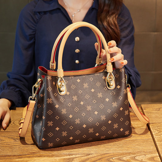 Women's Vintage Top-Handle Handbag with Light Luxury Style, New Retro Shoulder Purse for Moms & Women, Classic Everyday Bag for Work & Casual Outings